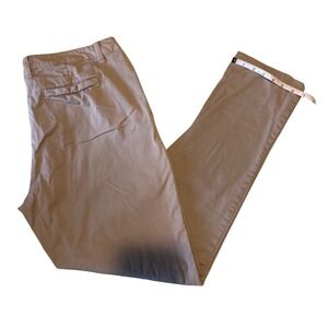 Womens Khaki Chino Pants Slim Tapered Leg Mid Rise Tan Business Casual Trousers